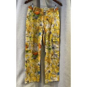 Collina Strada All Over Print Dog Print Pants Size Small